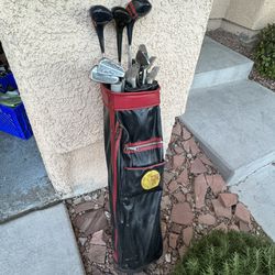 Miscellaneous Old Golf Clubs, And Bag