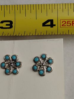 Zuni Sterling Silver Turquoise Post Earrings
