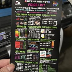 Business Cards, Flyers, Postcards, Banners, Car Magnets, Brochures, Stickers