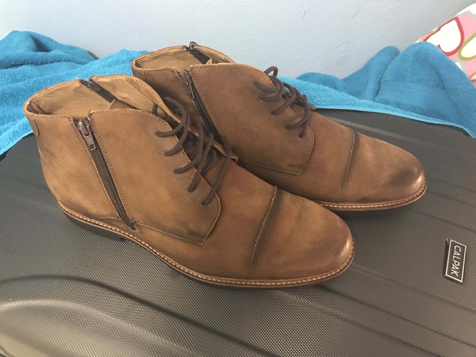 Brown Leather Massimo Matteo Double Zip Chukka Boot 13 D $100