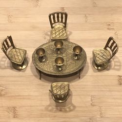 Toy Table, Chairs, And Cups For Fill House. Metal