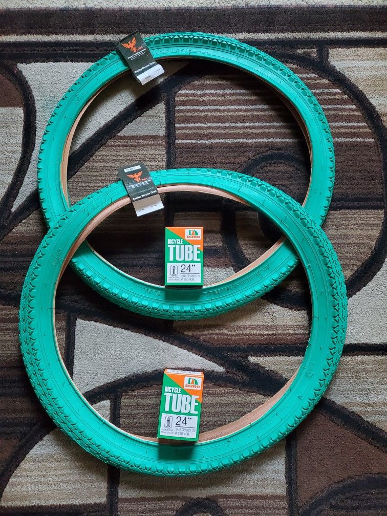 NEW Bicycle Bmx Cruiser Tires 24" Green
