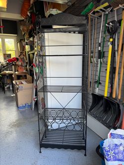 Black Metal Baker's Rack with Wine Storage