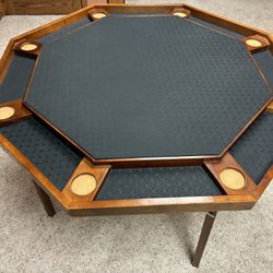 45” Wood Folding Poker Table W/ Black Suited Speed Cloth