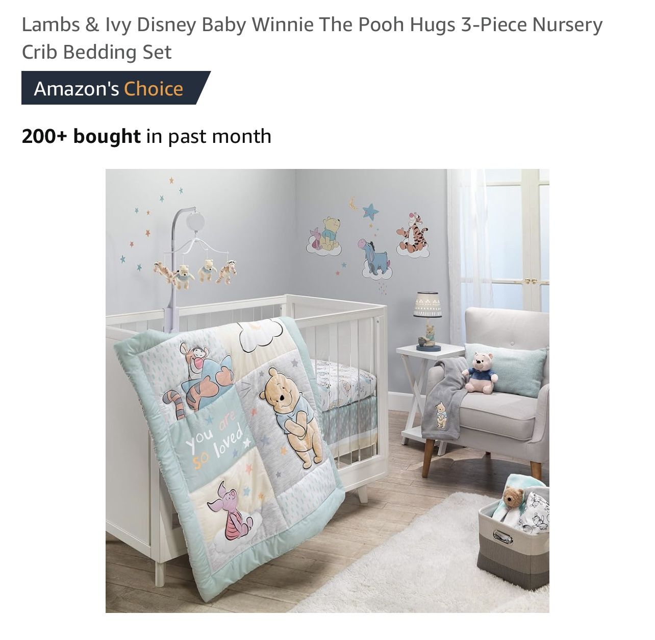 Winnie Pooh 3 Piece Nursery Crib Bedding Set 
