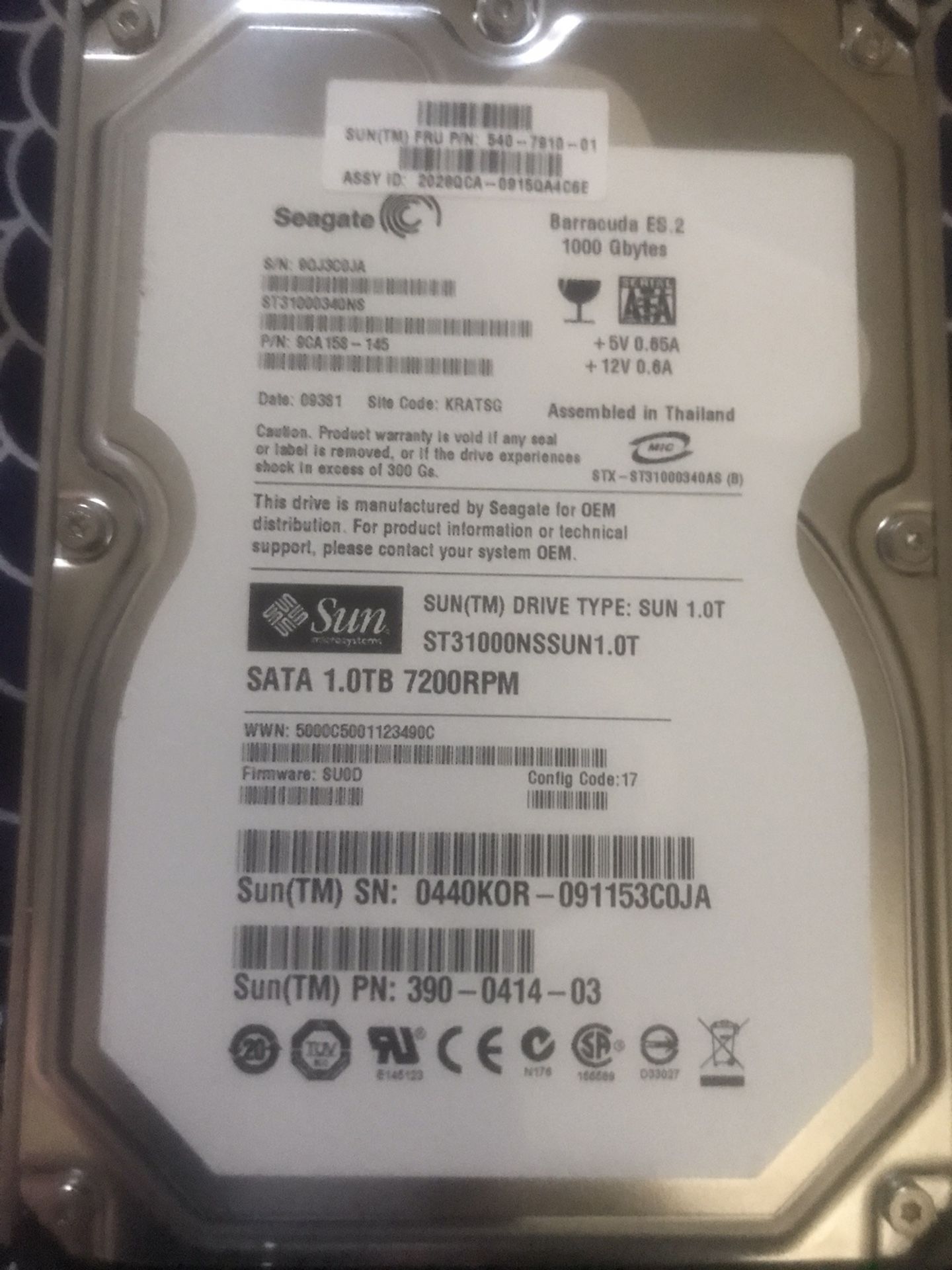 Seagate Barracuda ES.2 1000 Gbytes