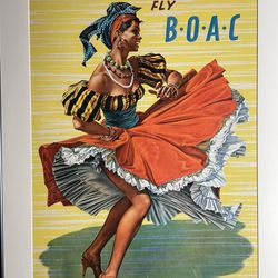 Original b.o.a.c. Nassau Jamaica Travel Poster, 1956
