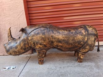 Vintage Leather Rhinoceros Foot Stool / Ottoman