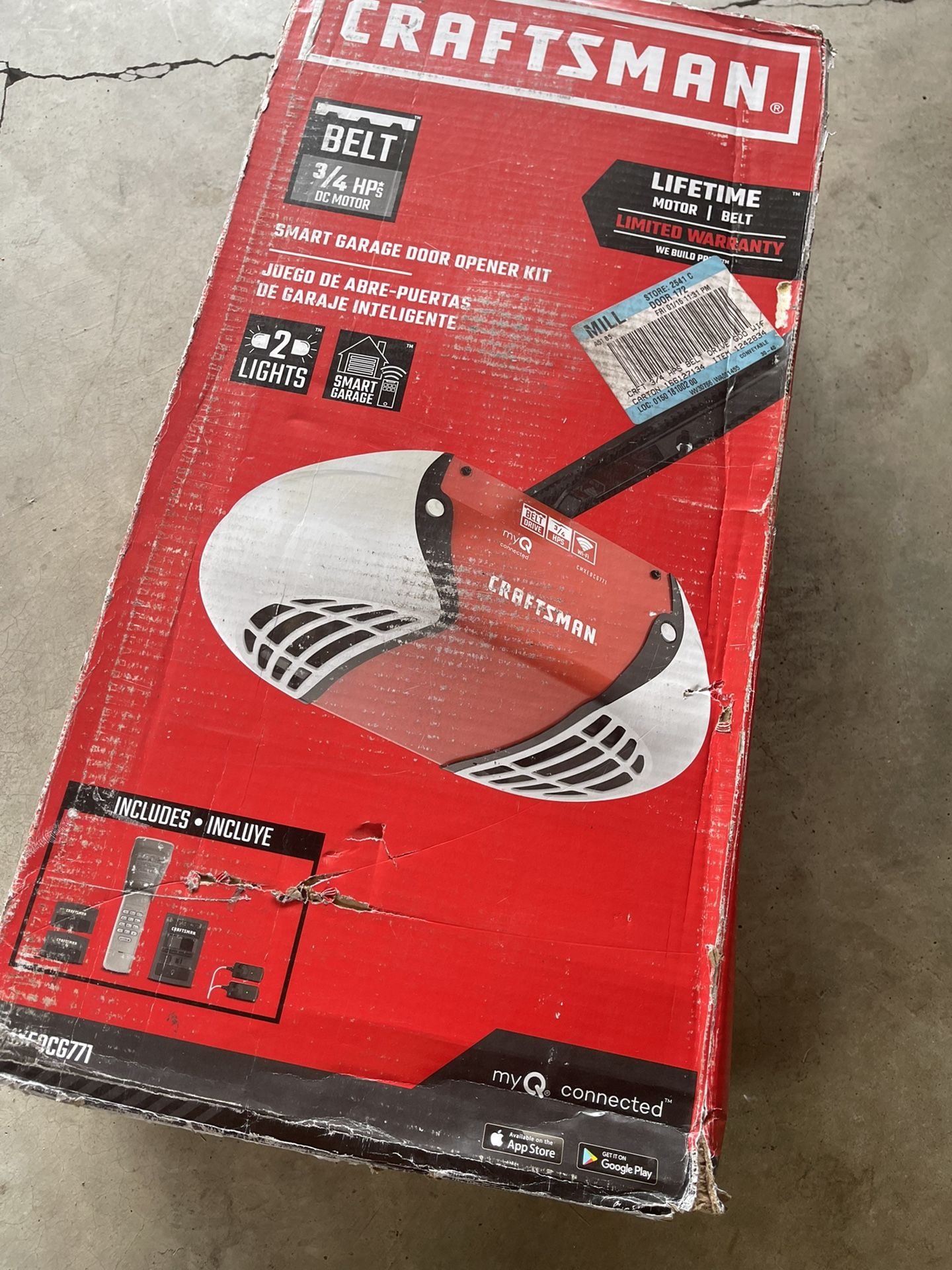 CRAFTSMAN 0.75-HP myQ Smart Belt Drive Garage Door Opener with MyQ and Wi-Fi Compatibility