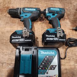 Makita Hammer Drill Kit And Inpact Driver 2 Baterie Charger $185