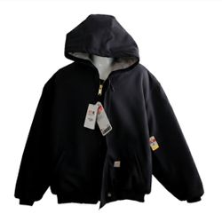 Carhartt 101621 - 410 FR Duck Active Men Black FR Loose Fit Insulated Jacket 4XL NWT Hooded CAT 4 New with Tags rare HTF size big and Tall. 

 FR quil