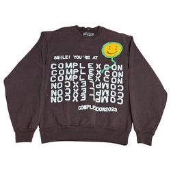 Cactus Plant Flea Market CPFM x ComplexCon 2023 Smile! Crewneck Brown Sweatshirt Adult Size Small S