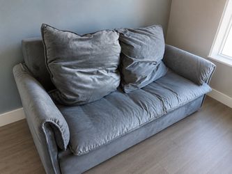 Gray Velvet Loveseat Sleeper with Cushions