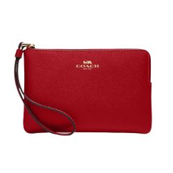 NWT Red Coach Corner Zip Wristlet