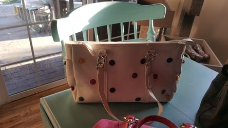 Coach purse, white with multicolored dots