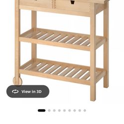 IKEA Butcher Block Island And Four Baskets