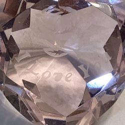 Pink Diamond Heart Engraved With Rose And I Love You