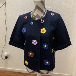 Women Denim Jacket Size Large 100% Cotton 