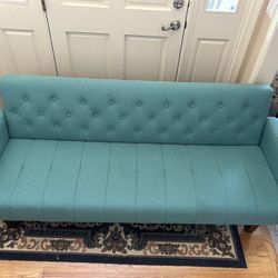 Square Armchair Futon Sleeper Convertible Sofa Bed with Wooden Legs