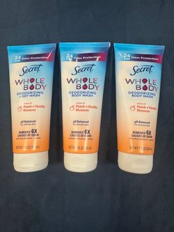 Secret Whole Body Deodorizing Body Wash Peach Vanilla Blossom 3 Pack