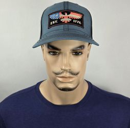 American Est 1776 Blue Snapback Trucker Hat Graphix Adjustable USA Unisex Cap
