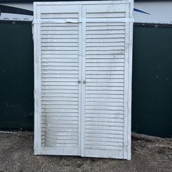 Double Louvre Wood Door, Include Frame And Ready To Install. 