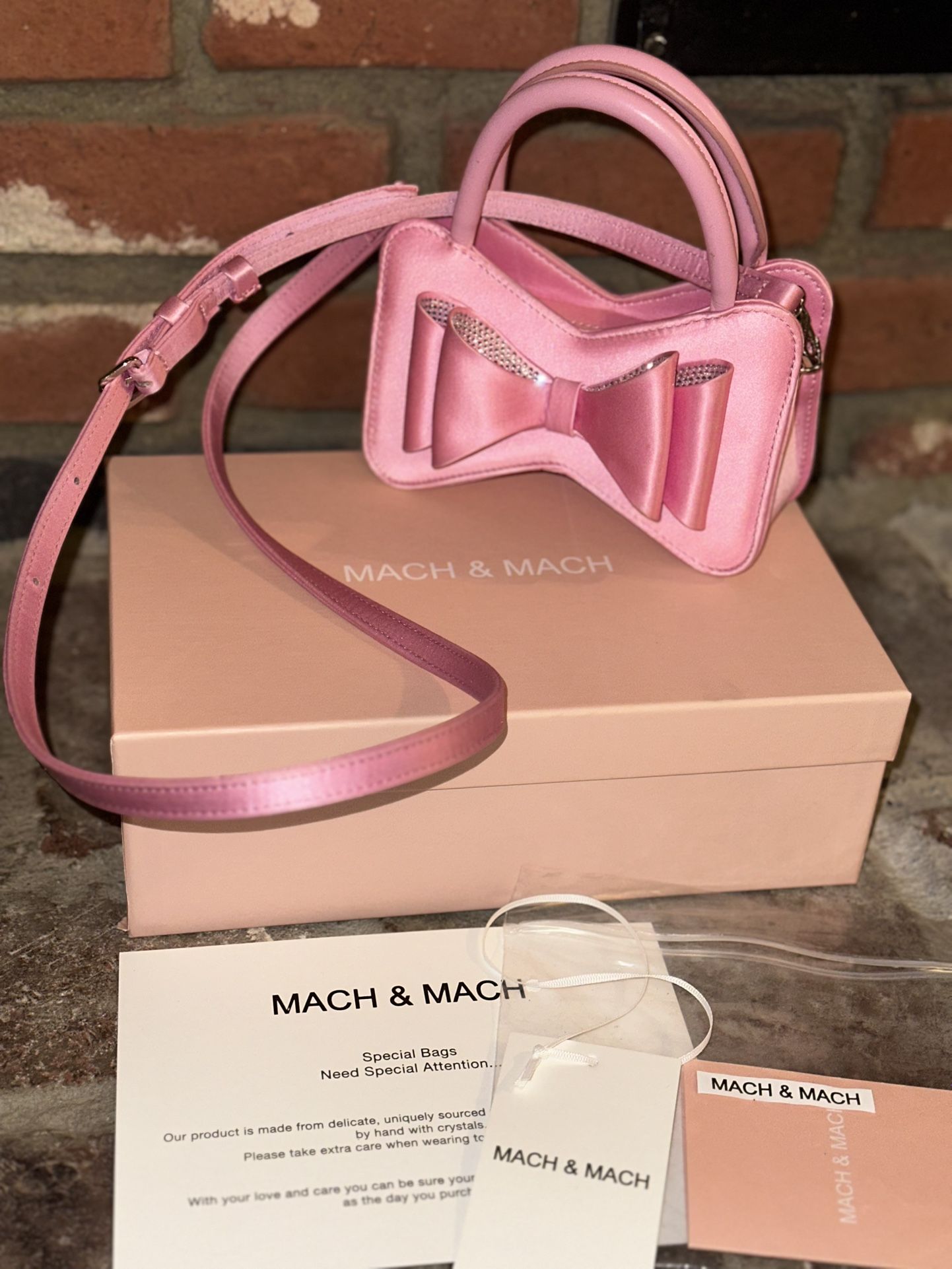 MACH & MACH Le Cadeau Mini Bow Satin Top-Handle Bag