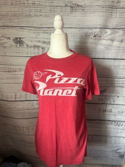 Women red Toy Story pizza planet shirt size small
