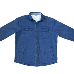 Tailor Vintage Men’s Sherpa Fleece Navy Heather Shirt Jacket Puretec Cool Size L 