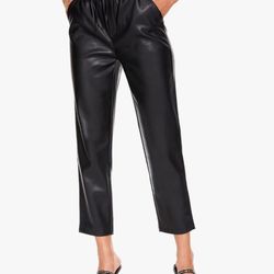 Black High Waisted Pleather Pants Large 