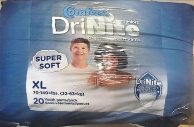 Comfees DriNite Juniors Youth Pants XL 20-Pack