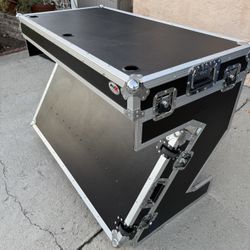 ProX Z Style Mobile DJ Table With Wheels Black Silver Chrome