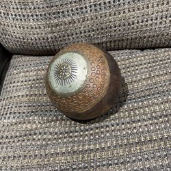 Vintage Wood And Brass Decoration Ball.