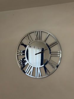 Large Round Mirrored Wall Clock