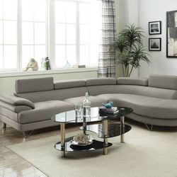 Brand New Grey Leather Modern Style Sectional Sofa