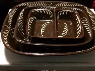 AUTHENTIC Tiera cotta antique dishes /trays - 3 piece set