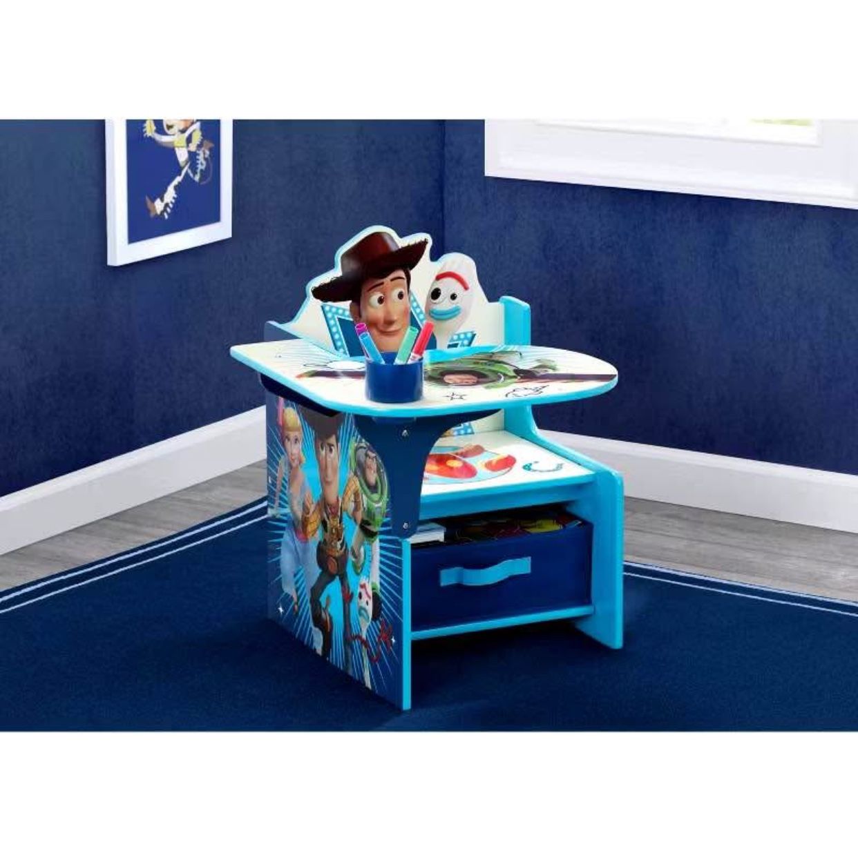 New in box Disney Pixar Toy Story 4 Kids' Chair Desk with Storage Bin - Delta Children