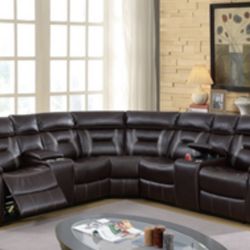 New Brown Recliner Sectional Sofa Couch 