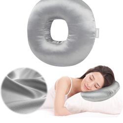 Ear Piercing Pillow for Side Sleepers with an Ear Hole, Donut Pillow for Ear Pain CNH | Pain Relief Sleeping | Pressure Sore | Side Sleepers | Satin W