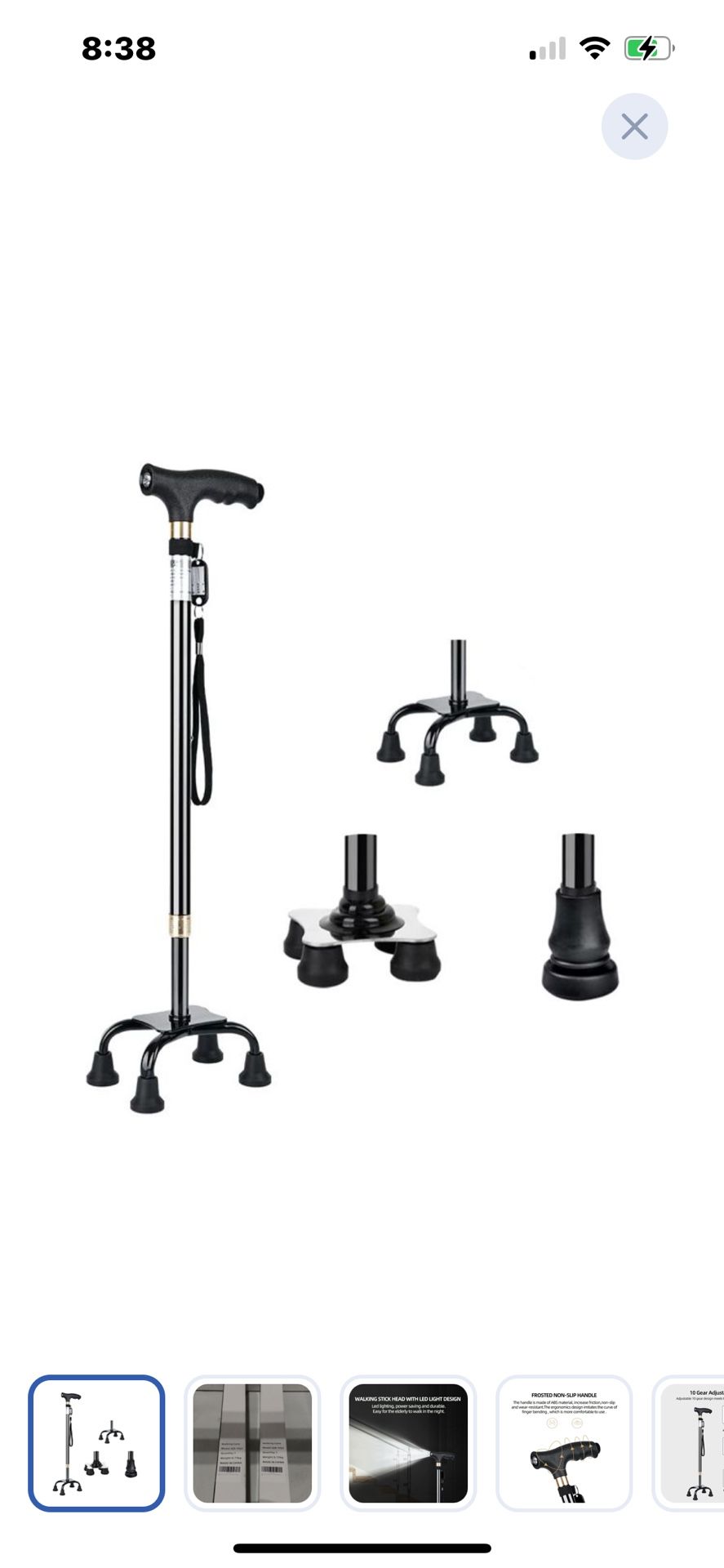 “New”4 Prong Lightweight Cain W/light In Handle”Male Offer”(retail$59)