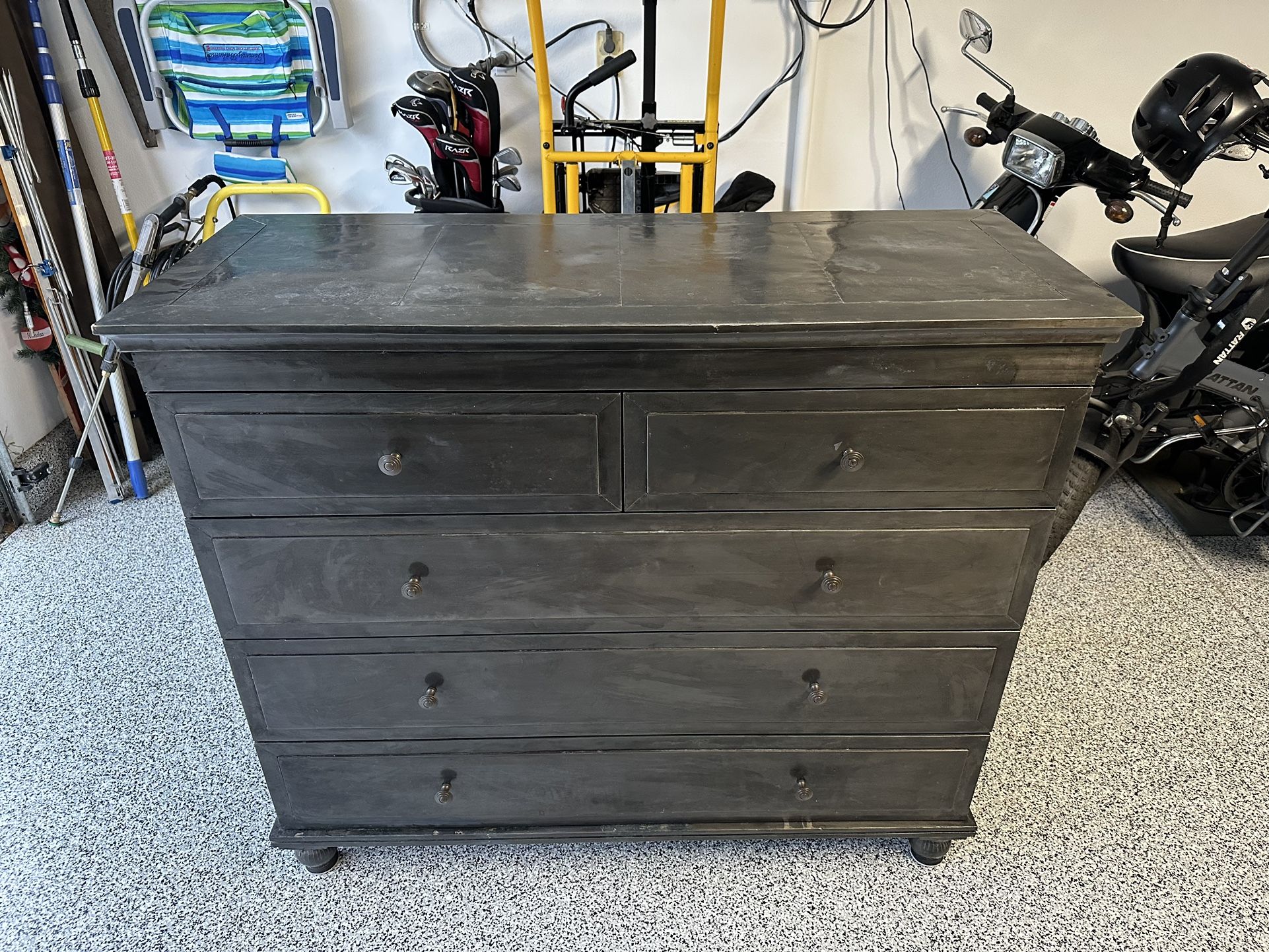 Restoration Hardware Zinc Metal 5 Drawer Dresser