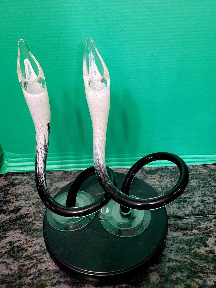Vintage Michael Hudson Art Glass 2 Candle Twisted Jack in the Pulpit Candlesticks 25" Tall