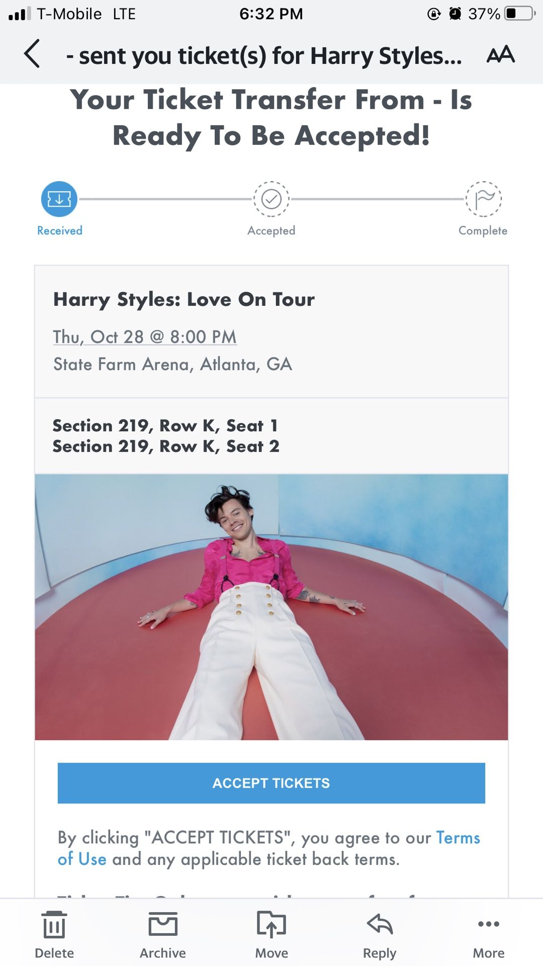 Harry Styles Tix Thurs. Oct 28th