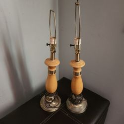 Set Of Wooden  Lamps No Shade 