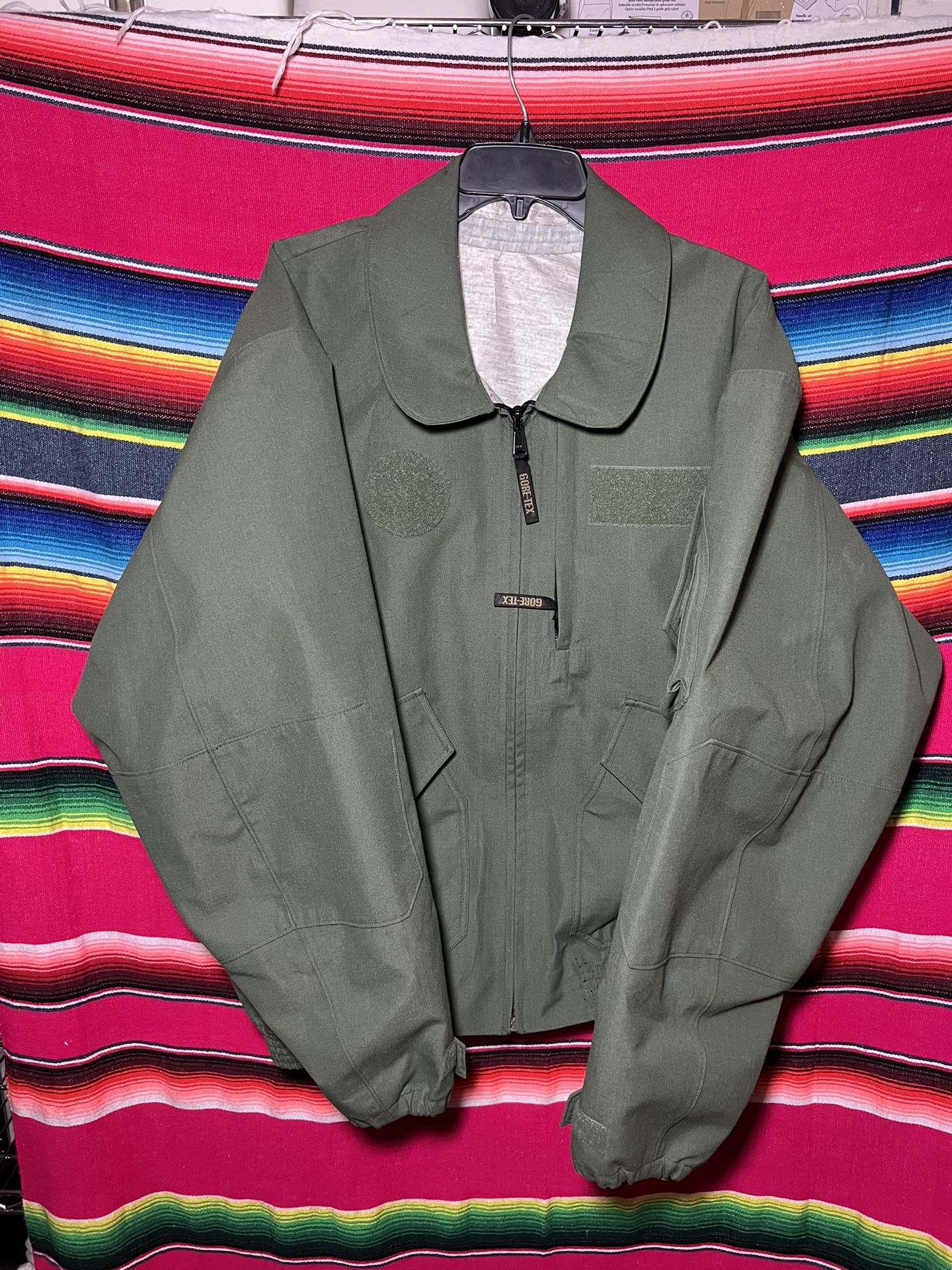 Military Nomex Gore-Tex Green Outer Shell Waterproof Flight Jacket X-LARGE LONG