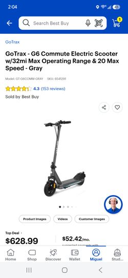 GoTrax - G6 Commute Electric Scooter w/32mi Max Operating Range & 20 Max Speed-Gray