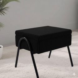 Sherpa Ottoman/Foot Stool with Storage x4 Black - NEW