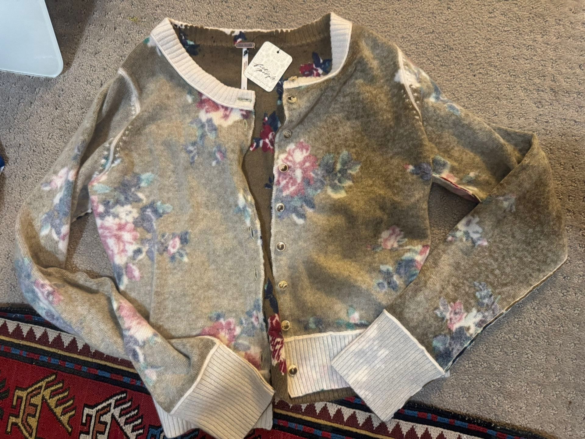 Free People Floral Cardigan Medium