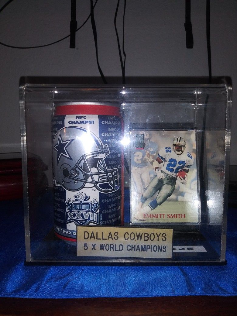 Dallas Cowboys Emmit Smitt Card/1992 Coca-Cola Cowboys Super Bowl Championship Can 