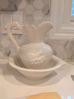 Ceramic Pitcher and Bowl Set